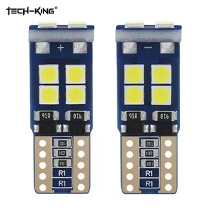 TECH-KING 12V 600lm بدون قطبية T10 led w5w مصباح إضاءة كانبوس 12smd مصباح قراءة داخلي أبيض للسيارة