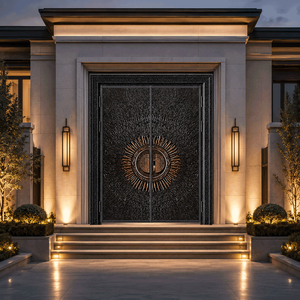 Porte d'entrée en bois moderne de luxe minimaliste de haute qualité, résistante aux ouragans, insonorisée, à rupture de pont thermique, pour maison et villa - Product Image 2