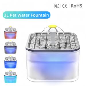 고양이 정수기 스테인리스 스틸 상판 반투명 본체 다양한 색상 LED 조명 360 °   눈에 보이는 수위 애완동물 용품 - Product Image 1