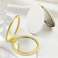 Miroir de poche compact blanc à sublimation or rose avec logo personnalisé Miroir à main de maquillage cosmétique