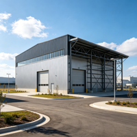 Structure en acier moderne pour entrepôt logistique, atelier de production, hall - Solution d'ingénierie à grande portée pour hôpital, garage, hangar, gymnase