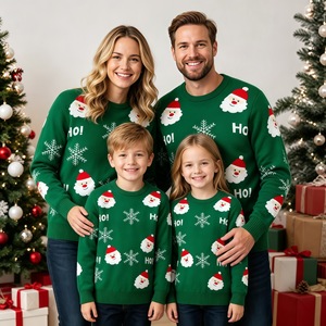 Matching Family Christmas Sweaters for Holiday Party Photos, Santa Claus Tree Graphic Xmas <strong>Jumpers</strong> for Family - Product Image 1