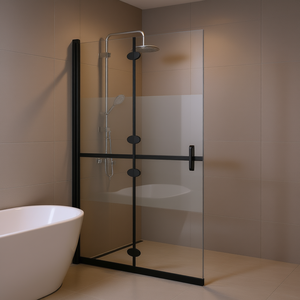 Paroi de douche moderne pliable en verre ESG 27,6x74,8 avec cadre, design minimaliste, cloison de bain - Product Image 2