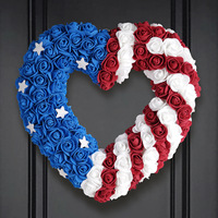 Meilleures ventes Guirlande de fleurs en mousse réutilisable écologique patriotique Rouge Blanc Bleu Décoration pour la fête de l'Indépendance et la remise des diplômes