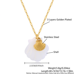 Collier d'été étanche en or 18 carats avec pendentif étoile de mer escargot en acier inoxydable 316L avec pendentif queue de baleine tortue pour femmes - Product Image 6