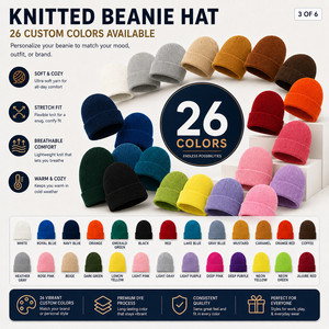 Knitted <b>Beanie</b> <b>Hat</b> 26 Colors Soft Acrylic Unisex Winter Warm Cap Casual Solid Color Stretch Fit Adult Headwear - Product Image 3