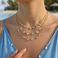 Collar Personalizado de Acero Inoxidable con Baño de Oro de 18K, Collar con Temática Oceánica, Concha, Cangrejo, Zirconia, Resistente al Agua, Joyería de Playa para Mujer