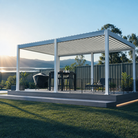 Pergola Grande 16x20 avec Toit Rétractable en Aluminium à Lames Orientables, Imperméable et Pliante, pour Patio et Cuisine
