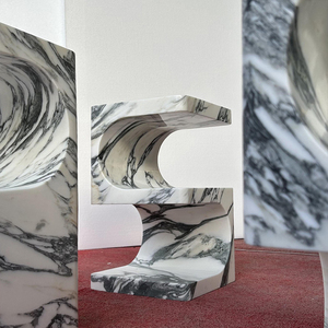 Table <span class=keywords><strong>console</strong></span> Cammy Stone Arabescato Midcentury Light pour petits salons et chambres, meubles faits main pour la maison - Product Image 5