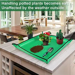 Repotting चटाई इनडोर संयंत्र के लिए रोपाई और गड़बड़ नियंत्रण 27 "x 27" Thickened निविड़ अंधकार Potting ट्रे Foldable रसीला pott