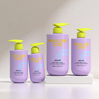 Botol Silinder Bulat Plastik PET 150ml 250ml 350ml 500ml Warna Pink dengan Pompa untuk Sampo Kondisioner Sabun Mandi Kosmetik