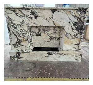 Manto de chimenea independiente de lujo moderno, mármol violeta Calacatta <span class=keywords><strong>con</strong></span> Control remoto, <span class=keywords><strong>instalación</strong></span> de inserción fácil para decoración del hogar - Product Image 1