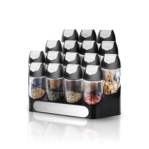 Nuovo Set di Contenitori Portaspezie in Vetro per Cucina con Coperchio Doppio e Rastrelliera Organizer per Condimenti - Product Image 3