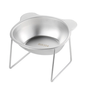 Bol surélevé pour animaux de compagnie en acier inoxydable 304, durable, facile à nettoyer, pour nourriture et eau, pour chats et chiens - Product Image 5