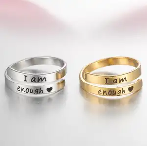Оптовая продажа, двухслойные кольца из нержавеющей стали, регулируемые крупные кольца унисекс с буквами на заказ