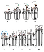 Réservoir de distribution de colle liquide en acier inoxydable 304 de 10L, 20L, 30L, 40L, 50L, 60L, avec régulateur de pression et mélangeur pour peinture automatique