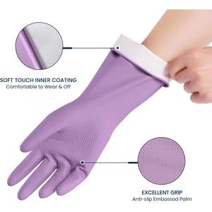 Guantes de Limpieza de Goma al por Mayor, Reutilizables, Impermeables, para Lavar Platos, Antideslizantes, Coloridos, para Cocina y Hogar - Product Image 5
