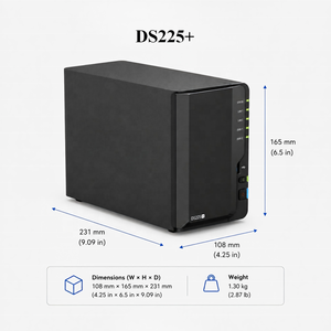 Nouveau NAS Synology DS225+ 2 baies sans disques, interface USB, format rack 2U, DiskStation pour stockage en réseau, en stock - Product Image 3