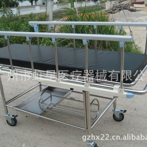 Hospital <b>Trolley</b> Stainless Steel Four <b>Wheeled</b> With Black Mattress And Storage Shelf For Medical Use - Product Image 3