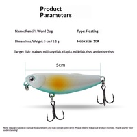 Leurre artificiel flottant ABS Zigzag Dog Micro Topwater Pencil pour la pêche en eau douce