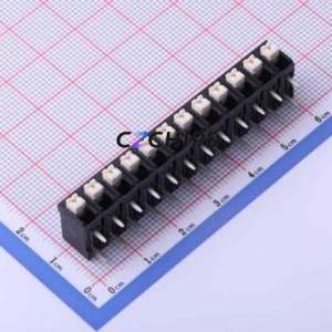 JL212R-50012B01 Spring Terminal Block Bent Lead Through Hole,P=5mm Connector 1x12P 5mm Black Right Angle Insert - Product Image 1