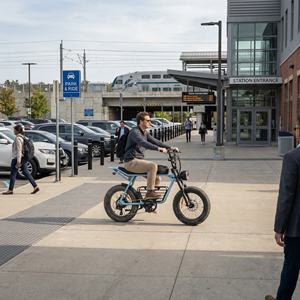 Vélo électrique compact rétro à pneus larges avec phare LED, connecteur de station, idéal pour les trajets en ville et les cyclistes nomades - Product Image 5