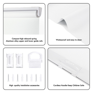 Persianas enrollables opacas de resorte <span class=keywords><strong>con</strong></span> cuerda y riel, de poliéster, para ventanas francesas, ecológicas - Product Image 3