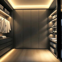 YALIG Nouveau design italien minimaliste moderne, mobilier complet en bois massif sur mesure avec dressing intégré