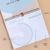 Suivi d'habitudes de haute qualité, non daté, quotidien, hebdomadaire, objectif avec calendrier en spirale métallique, journal d'habitudes, planificateur pour le bureau