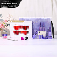 Kit de poudre à tremper pour ongles Hanyinails Premium, personnalisable OEM, 14 pièces, 4 couleurs, séchage à l'air, sans lampe UV