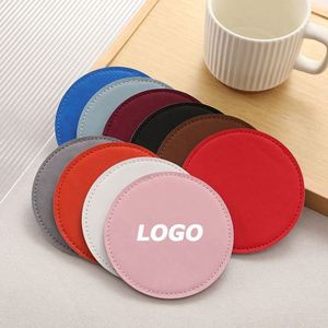 Custom Round Felt & PU Leather <b>Coasters</b> Set - Waterproof, Heat Resistant, Non Slip Drink Mats for Promotional Gifts - Product Image 1