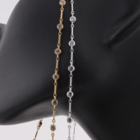Chaîne à maillons et barres en or 14K plaqué or/argent S925 avec zircon serti de 3 mm pour la fabrication de bijoux permanents, colliers, bracelets et accessoires
