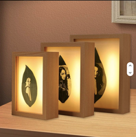 Lampe de table à cadre en bois 6/7/8 pouces, lumière blanc chaud, rechargeable sur batterie, avec motif sculpté en forme de feuille, pour l'art nocturne