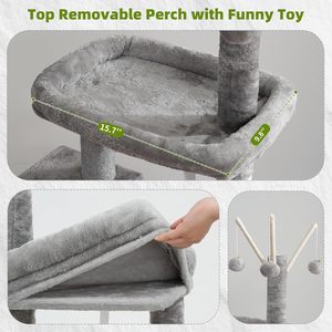 Tower Condo <b>Cat</b> Play Furniture House Wooden <b>Cat</b> Tree Velvet Tree for <b>Cats</b> - Product Image 6