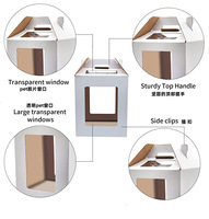 Boîte à gâteau grande et haute pour anniversaire avec poignée et fenêtre, en carton ondulé robuste, 3 couches, pour transport et livraison de gâteaux, logo personnalisé pour mariage, OEM