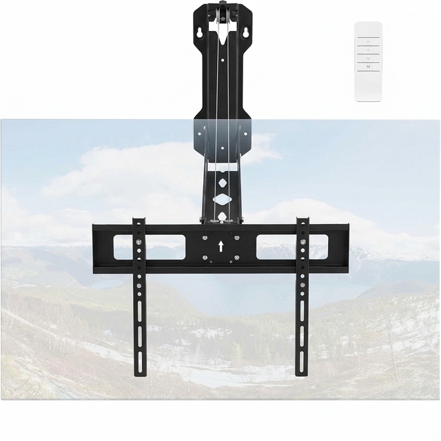 Universal Full Motion Motorized Ceiling TV Mount High-grade Steel 35KG Load Capacity Electric Pull-Down for 85-Inch Displays