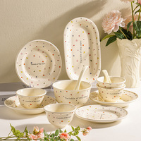 Ensemble d'assiettes en céramique créatives style Instagram - Esthétique haut de gamme pour la maison - Plateau pour petit-déjeuner/dessert - Compatible micro-ondes - Motif dessin animé