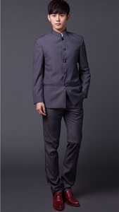 Conjunto de Traje de Dos Piezas para Hombre, Estilo Chino, Cuello Mao, Corte Entallado, Chaqueta Blazer Zhongshan y Pantalones, Tallas S-4XL - Product Image 3