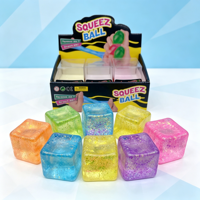 Jouet à presser en forme de glaçon transparent avec paillettes, jouets sensoriels à presser, jouets anti-stress, cubes de glace colorés amusants, balles anti-stress
