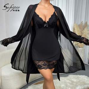 Sfy-y5059 Camisón Sexy de Encaje de Alta Calidad para Mujer, Dos Piezas, Transparente, Lencería Sexy para Mujer - Product Image 1