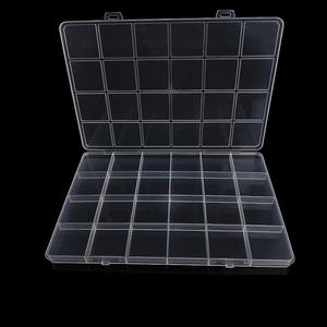 Caja de almacenamiento de plástico transparente, organizador de joyas con 24 compartimentos, contenedor de escritorio con tapa para piezas pequeñas y accesorios - Product Image 5