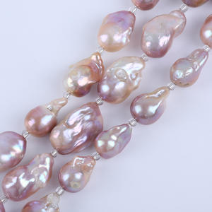 Perles d'eau douce baroques de forme naturelle, violettes, 15-18 mm, 18 cm, pour bracelet DIY, perles colorées en vrac - Product Image 2