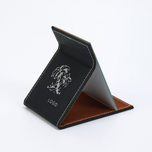 Custom Logo Mini Laser Pu Leather Makeup Mirror Laserable Leatherette Pocket Mirror for Laser Engraving