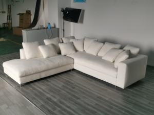 आधुनिक लोकप्रिय कपड़े मखमल एल आकार अनुभागीय सोफे हंस पंख सफेद सोफे कमरे में रहने वाले लक्जरी सोफा सेट - Product Image 5