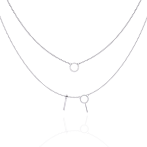 Collier duo Orbit & Axis en diamant, or massif 9k, 14k, 18k, fabriqué sur mesure en or rose, or jaune, argent 925 - Product Image 6