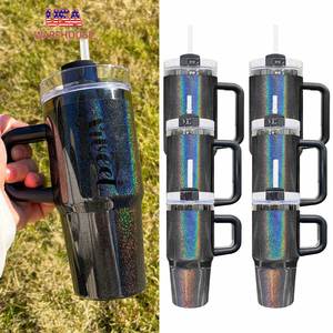 Tazas de Café y Botellas de Agua H2.0 con Recubrimiento Negro Holográfico Brillante para Niños y Adultos, de 14oz, 30oz y 40oz - Product Image 1