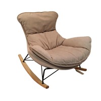 Fauteuil à bascule en tissu, structure en bois et métal, rembourrage en éponge douce, fauteuil à bascule pour salon
