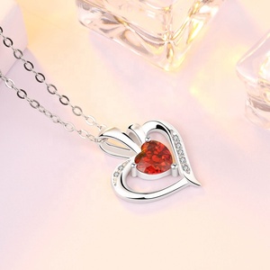 DDC49 Ciondolo a Cuore in Argento Sterling 925 con <span class=keywords><strong>Rubino</strong></span>, Nuovo Design per Collana da Donna, Bijoux - Product Image 3