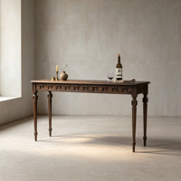 Table à manger minimaliste en bois massif avec tiroir de rangement pour appartement, salon, bureau à domicile et petits espaces, meubles de style asiatique
