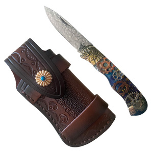 YG1023 Engrenage Texture Résine Échelles Relief Cuivre Poignée 78 couches Forgé À La <span class=keywords><strong>Main</strong></span> Composite Damas Acier Nail Pull Lame Plier Couteau - Product Image 2